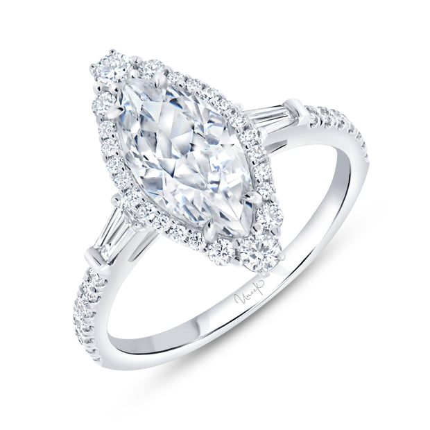 Uneek Petals Collection Halo Marquise Engagement Ring