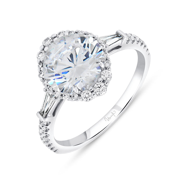 Uneek Petals Collection Halo Round Engagement Ring