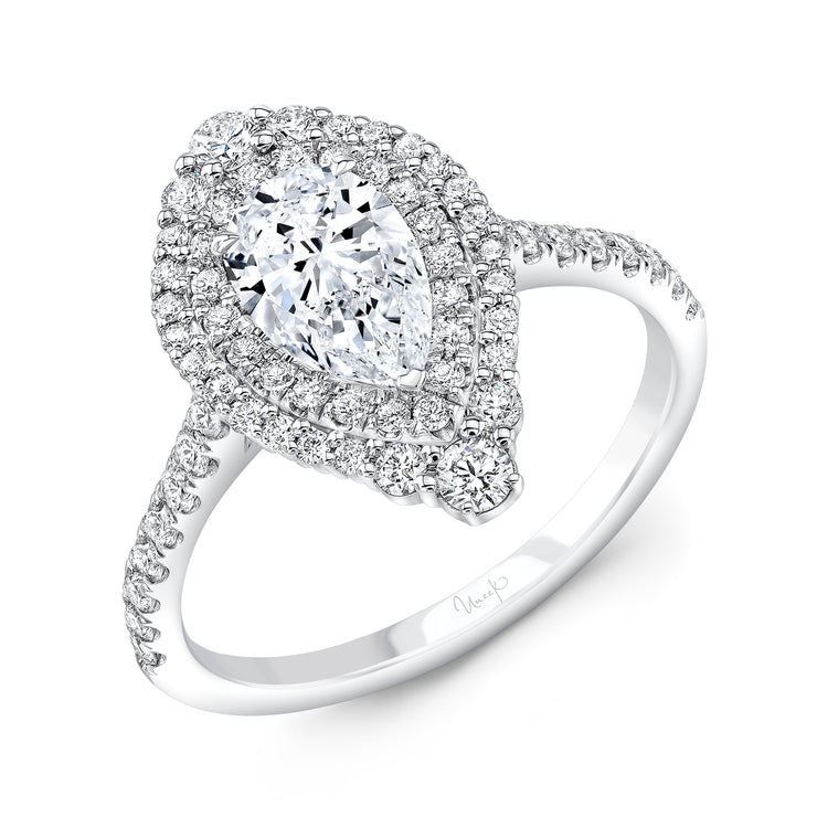 Uneek Petals Collection Double-Halo Pear Engagement Ring