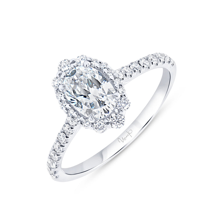 Uneek Petals Collection Halo Oval Engagement Ring