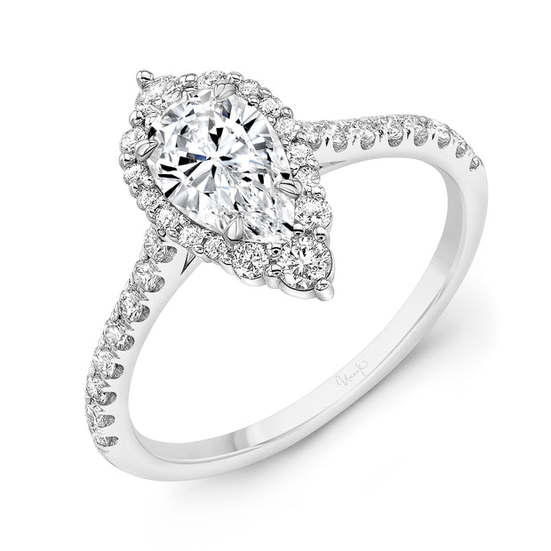 Uneek Petals Collection Halo Pear Engagement Ring
