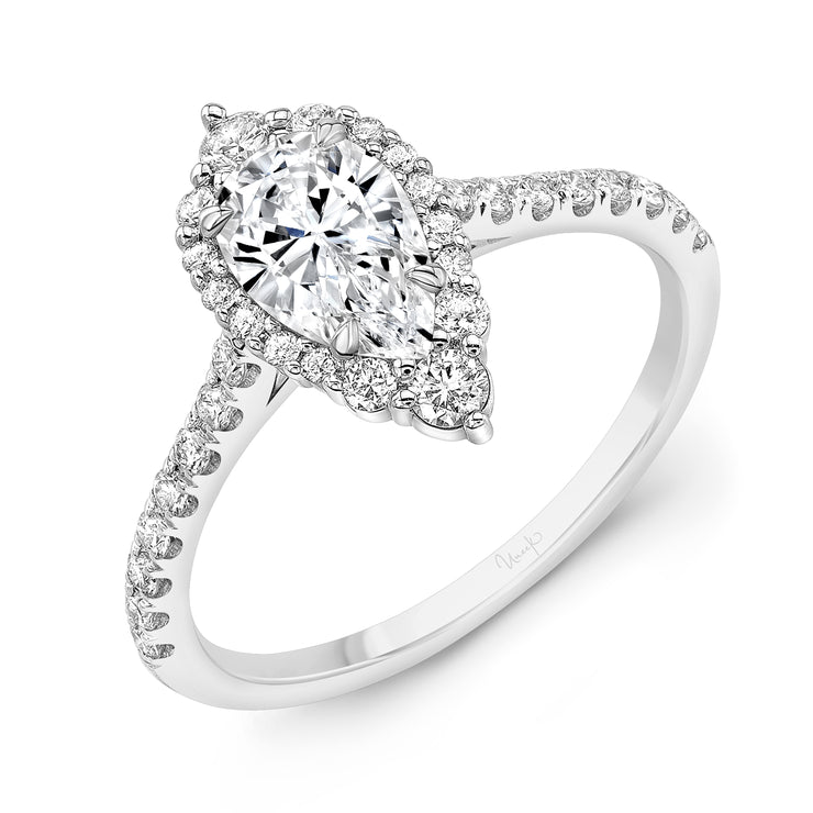 Uneek Petals Collection Halo Pear Engagement Ring