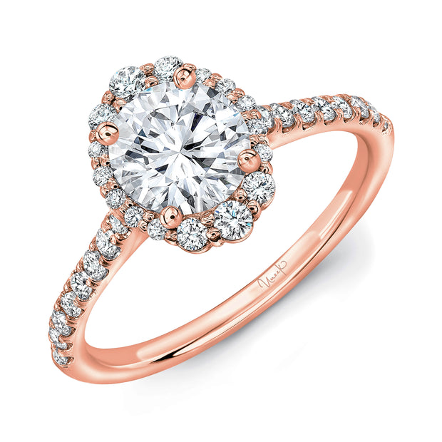 Uneek Petals Collection Round Center Engagement Ring