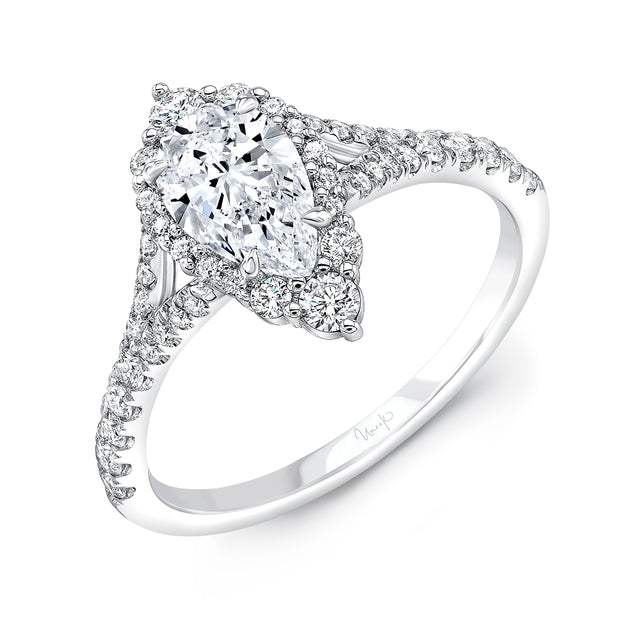 Uneek Petals Collection Halo Pear Engagement Ring