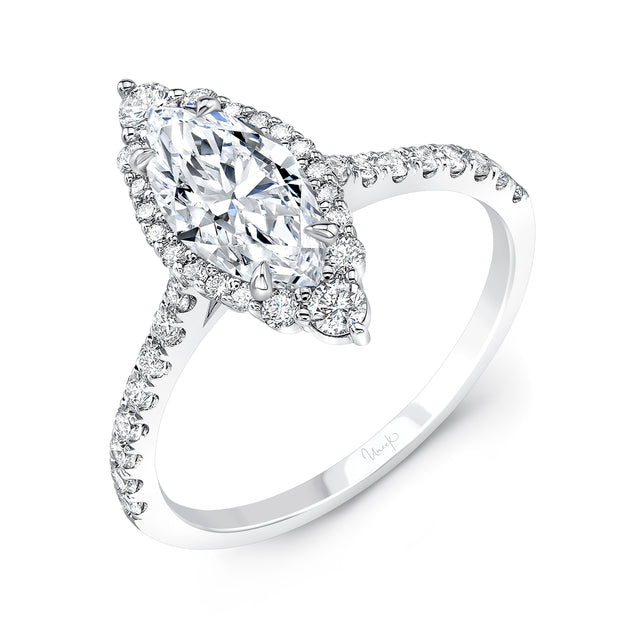 Uneek Petals Collection Halo Marquise Engagement Ring