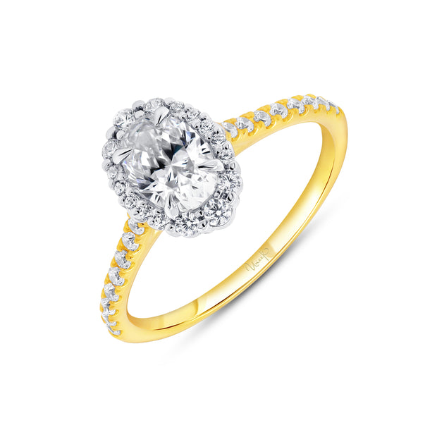 Uneek Petals Collection Halo Oval Engagement Ring