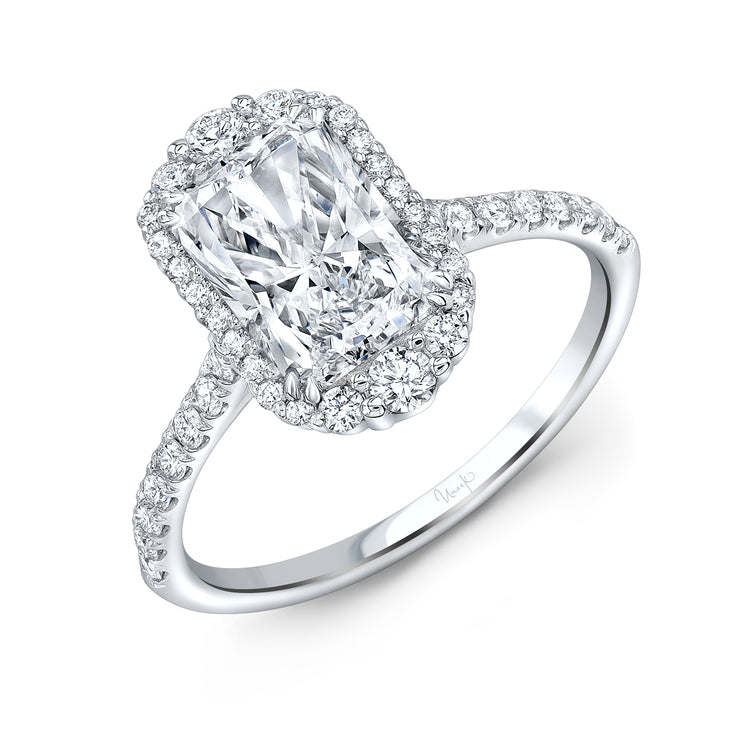 Uneek Signature Collection Halo Radiant Diamond Engagement Ring