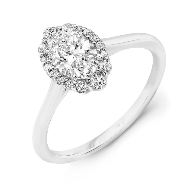 Uneek Petals Collection Halo Oval Engagement Ring