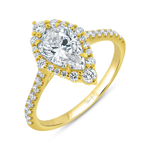 Uneek Petals Collection Halo Pear Engagement Ring