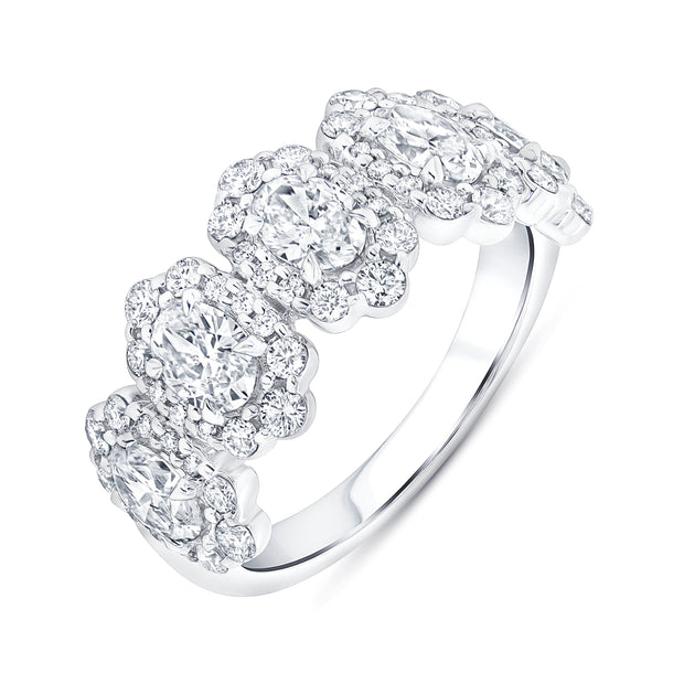 Uneek Petals Collection 5-Stone-Halo Anniversary Ring
