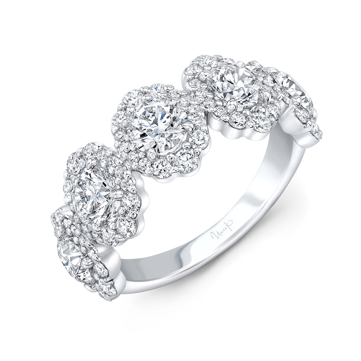 Uneek Petals Collection 5-Stone-Halo Anniversary Ring