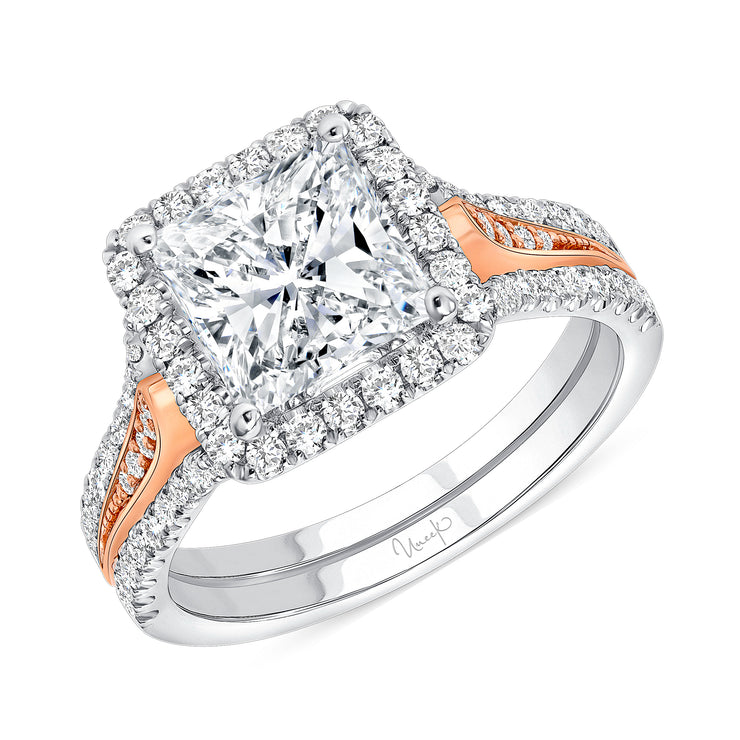 Uneek Halo Princess Engagement Ring