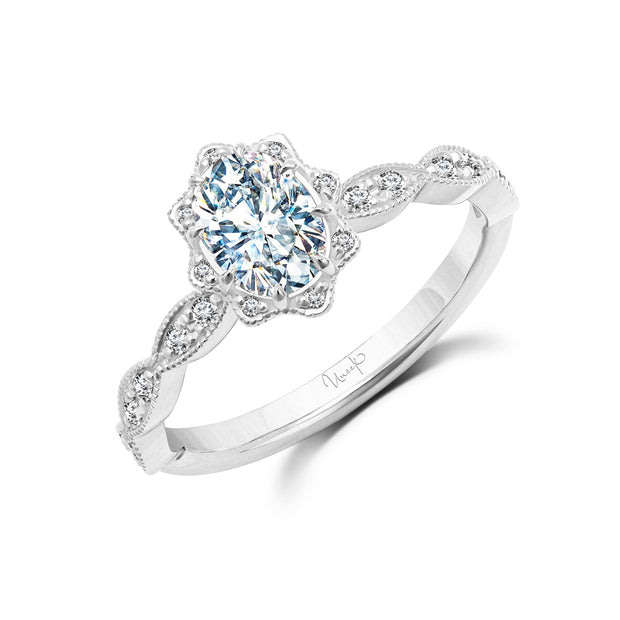 Uneek Us Collection Halo Oval Engagement Ring