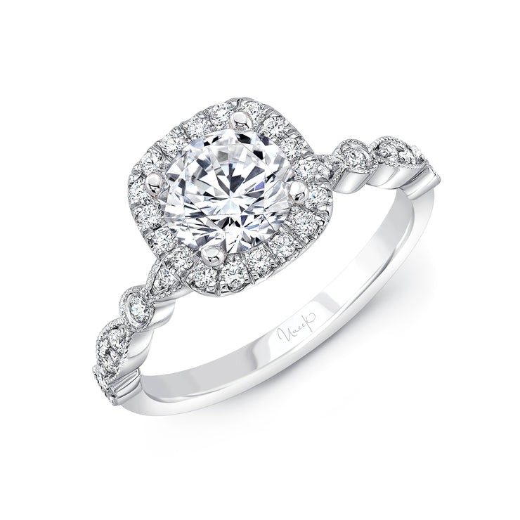 Uneek Us Collection Halo Round Engagement Ring