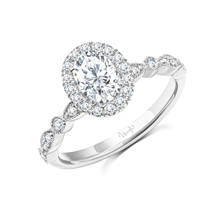 Uneek Us Collection Halo Oval Shaped Engagement Ring