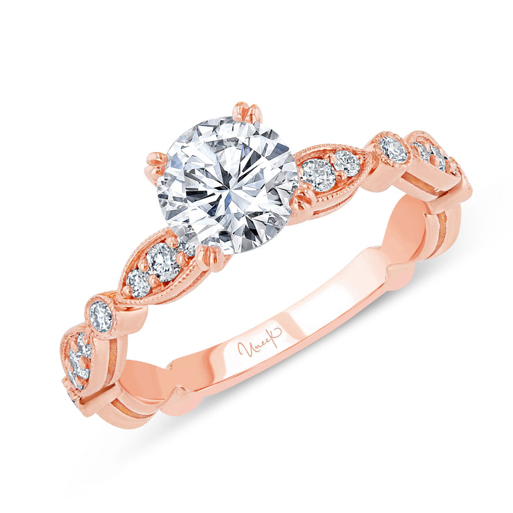 Uneek Us Collection Straight Round Engagement Ring