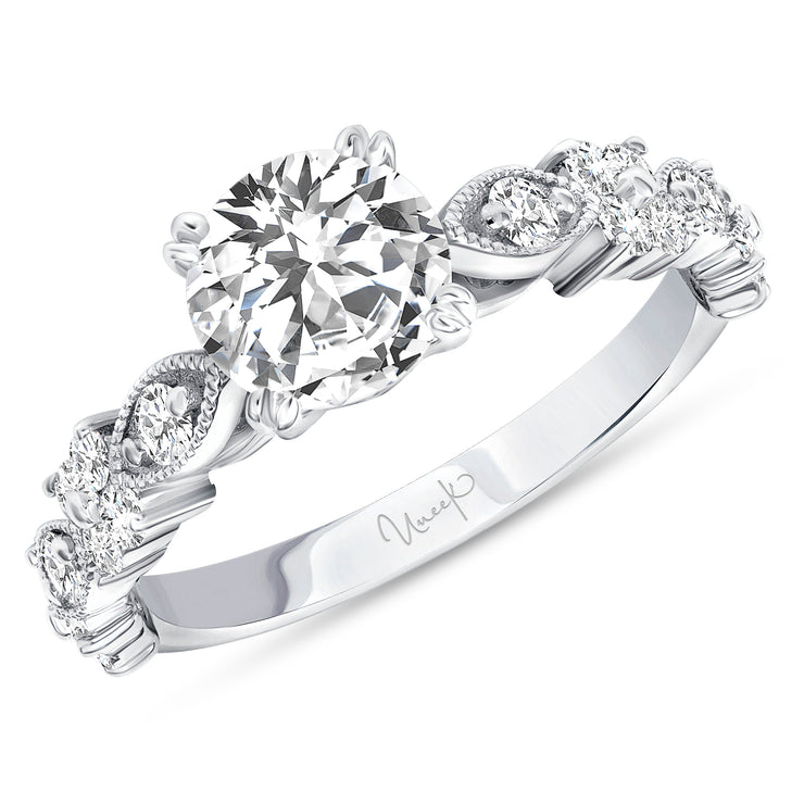 Uneek Us Collection Straight Round Engagement Ring