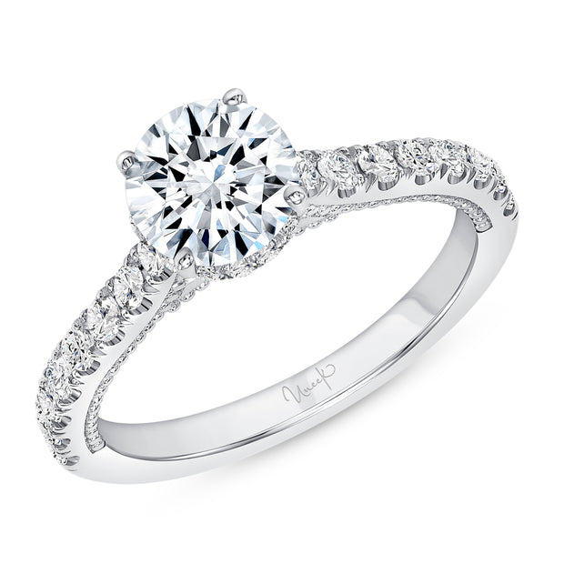 Uneek Us Collection Straight Round Engagement Ring