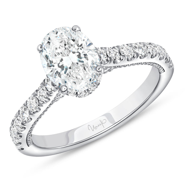 Uneek Us Collection Under-Halo Oval Engagement Ring