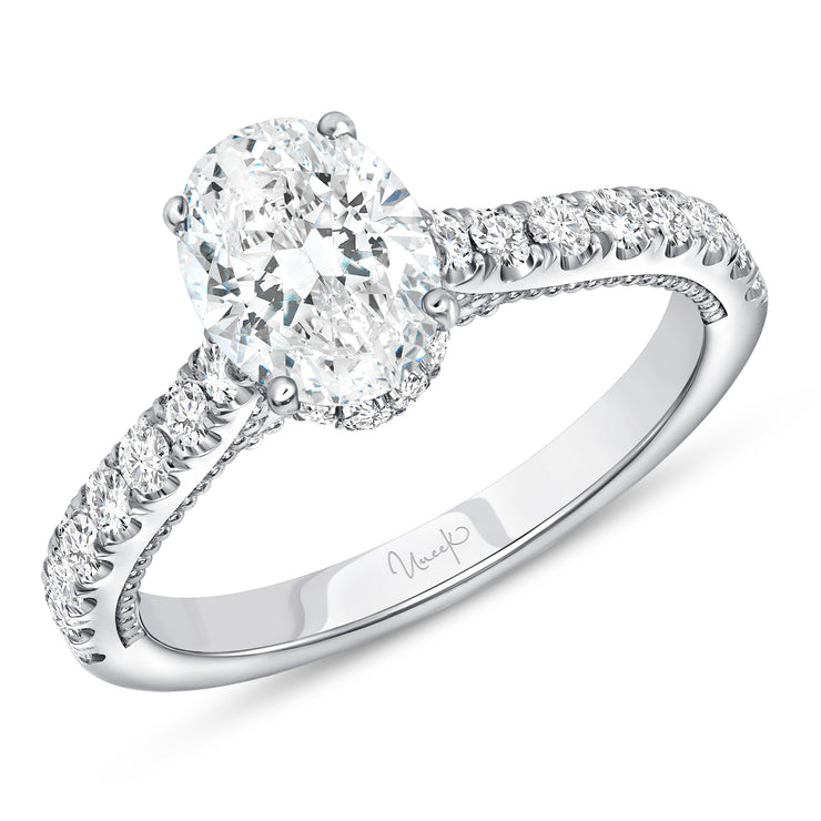 Uneek Us Collection Under-Halo Oval Engagement Ring