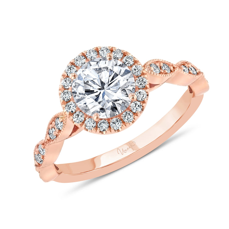 Uneek Us Collection Straight Round Engagement Ring