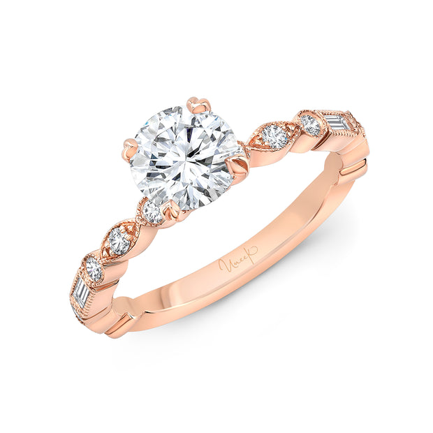 Uneek Us Collection Straight Round Engagement Ring