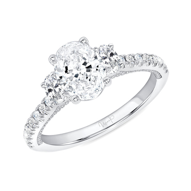 Uneek Us Collection Three-Stone Oval Shaped Engagement Ring