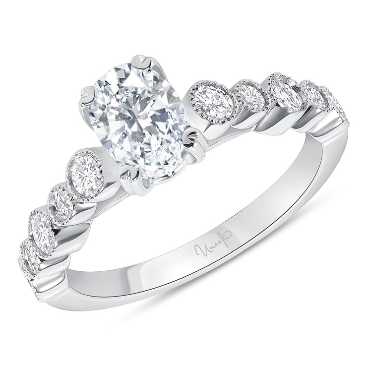 Uneek Us Collection Straight Oval Shaped Engagement Ring