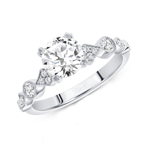 Uneek Us Collection Straight Round Engagement Ring