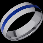 7 mm wide/Domed/Tantalum band with one 2 mm Centered inlay of Lapis.