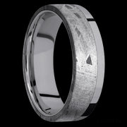 7 mm wide/Flat/Tantalum band with one 5 mm Off Center Edge inlay of Meteorite.