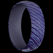 7 mm wide Domed Titanium Damascus band featuring a Crushed Orchid sleeve.