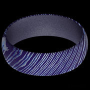 7 mm wide Domed Titanium Damascus band featuring a Crushed Orchid sleeve.