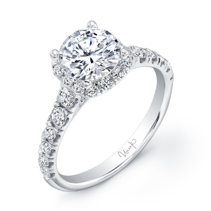 Uneek Unity Collection Halo Round Engagement Ring