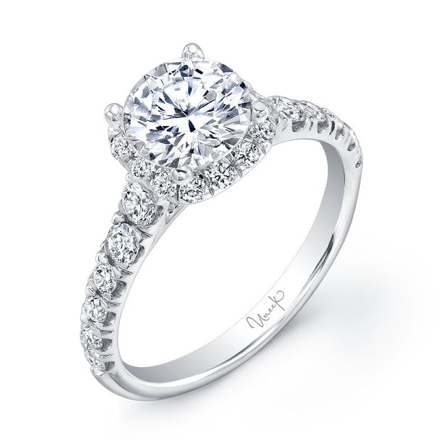 Uneek Unity Collection Halo Round Engagement Ring