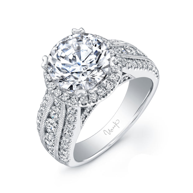 Uneek Unity Collection Halo Round Engagement Ring