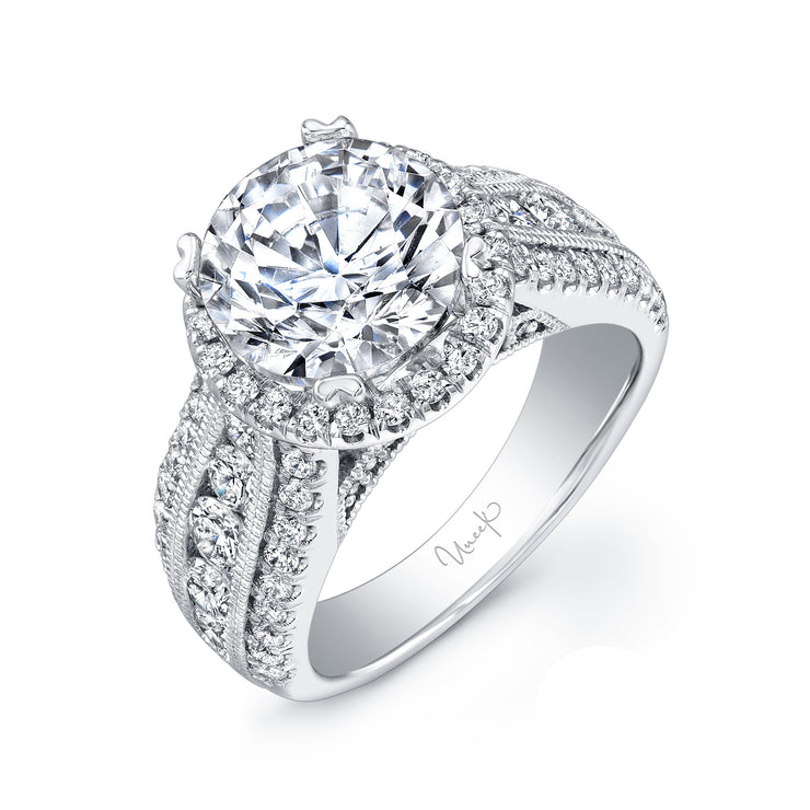 Uneek Unity Collection Halo Round Engagement Ring