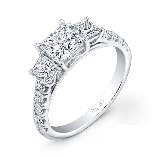 Uneek Unity Collection Three-Stone Princess Cut Engagement Ring