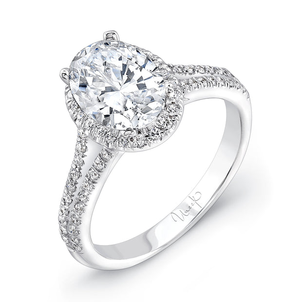 Uneek Unity Collection Halo Oval Shaped Engagement Ring