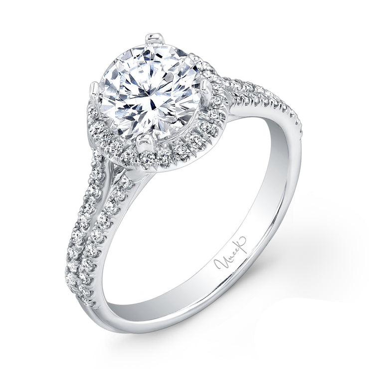 Uneek Unity Collection Halo Round Engagement Ring