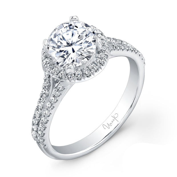 Uneek Unity Collection Halo Round Engagement Ring