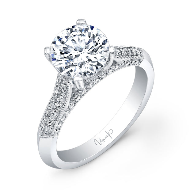 Uneek Unity Collection 3-Sided Round Engagement Ring