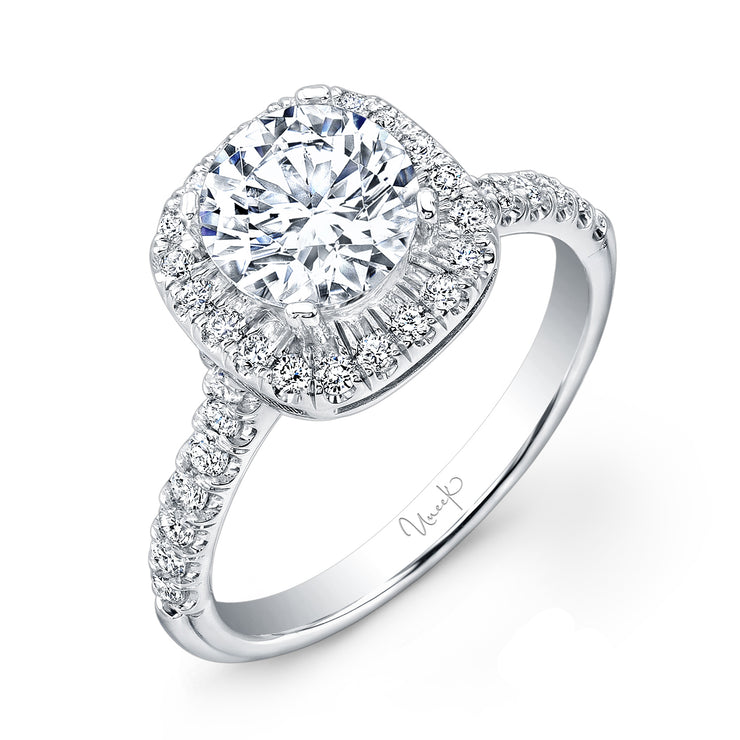 Uneek Unity Collection Halo Round Engagement Ring