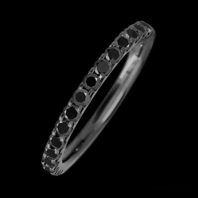 Zirconium band with 15 Round Black Diamond having TCW-.45