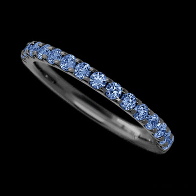 Zirconium band with 15 Round Denim Sapphire having TCW-.45