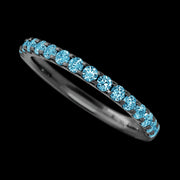 Zirconium band with 15 Round Lab Blue Diamond having TCW-.45