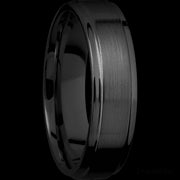 6 mm wide Flat Grooved Edges Zirconium band.