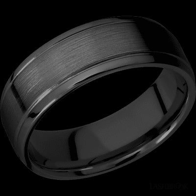 7 mm wide Stepped Bevel Zirconium band.
