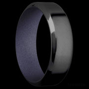 7 mm wide High Bevel Zirconium band featuring a Crushed Orchid sleeve.