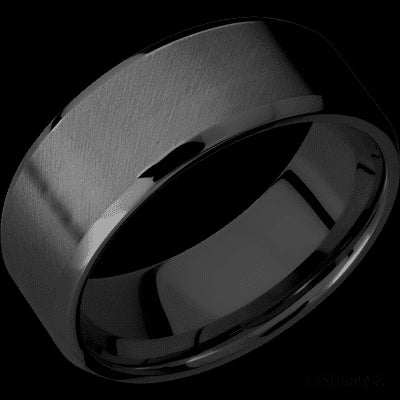 8 mm wide Beveled Zirconium band.